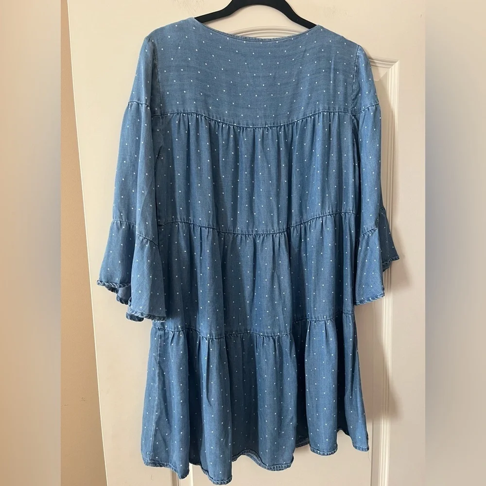 Chelsea & Theodore Blue Polka Dot Women's Mini Dress Size Petite Large - Picture 3 of 14